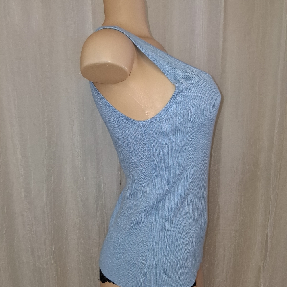 Boston Proper Light Blue Ribbed Tank Top Women Size M - Picture 6 of 12